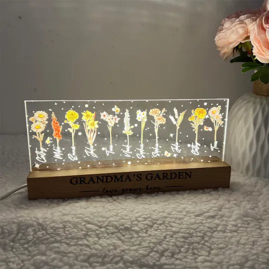 Özelleştirilebilir Anne Bahçesi Ve Çocukları, Doğum Ayı Çiçeği, Gece Lambası