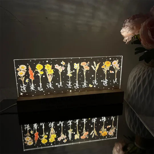 Özelleştirilebilir Anne Bahçesi Ve Çocukları, Doğum Ayı Çiçeği, Gece Lambası