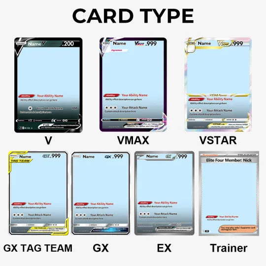 Çiftler İçin Kişiye Özel Tasarım V/Vmax/VSTAR/EX/GX Poke Kartı