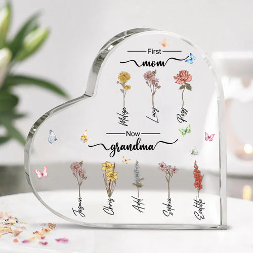 Özelleştirilebilir Anne Ve Büyük Anne Çocukları, Doğum Ayı Çiçeği, Akrilik Plak