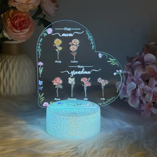 Özelleştirilebilir Anne Ve Büyük Anne Çocukları, Doğum Ayı Çiçeği, Ledli