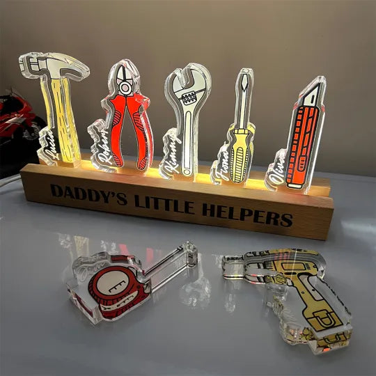 Kişiselleştirilmiş 3D Babanın Küçük Yardımcıları Lambası, Dekoru