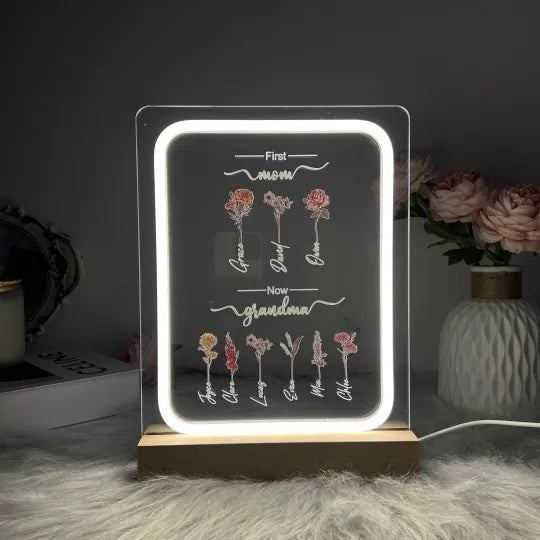 Özelleştirilebilir Anne Ve Büyük Anne Çocukları, Doğum Ayı Çiçeği, Gece Lambası