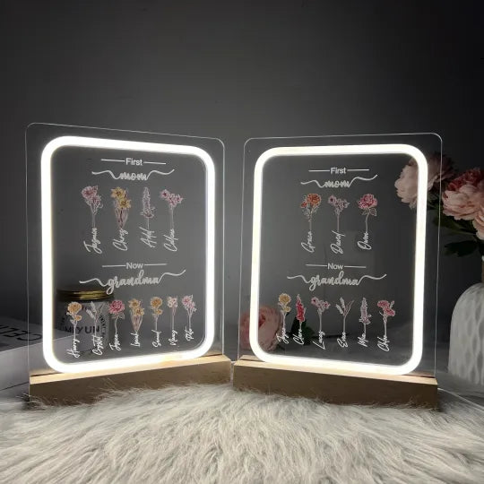 Özelleştirilebilir Anne Ve Büyük Anne Çocukları, Doğum Ayı Çiçeği, Gece Lambası