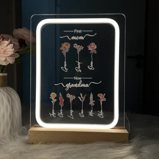 Özelleştirilebilir Anne Ve Büyük Anne Çocukları, Doğum Ayı Çiçeği, Gece Lambası