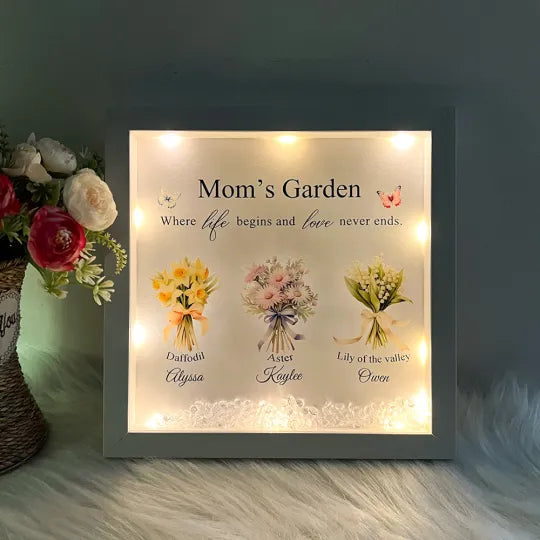 Özelleştirilebilir Anne Bahçesi Ve Çocukları, Doğum Ayı Buketi, Çerçeve