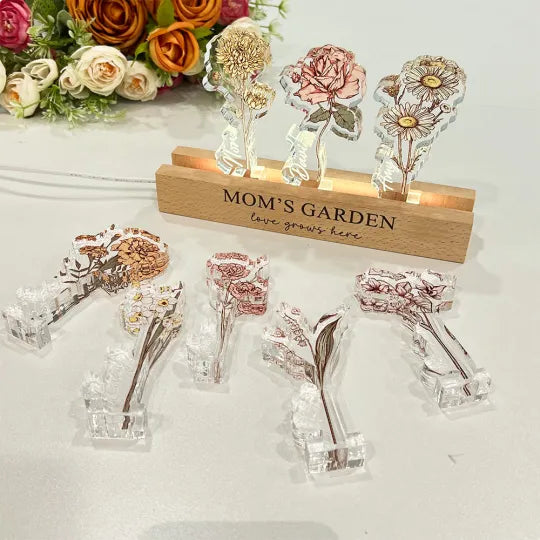 Özelleştirilebilir Anne Bahçesi Ve Çocukları, Doğum Ayı Kristal Çiçek