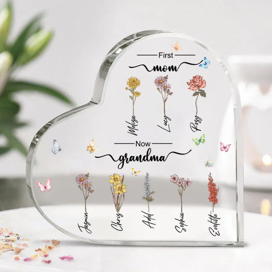 Özelleştirilebilir Anne Ve Büyük Anne Çocukları, Doğum Ayı Çiçeği, Akrilik Plak