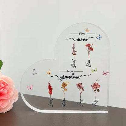 Özelleştirilebilir Anne Ve Büyük Anne Çocukları, Doğum Ayı Çiçeği, Akrilik Plak