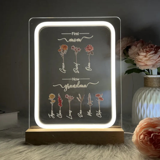 Özelleştirilebilir Anne Ve Büyük Anne Çocukları, Doğum Ayı Çiçeği, Gece Lambası