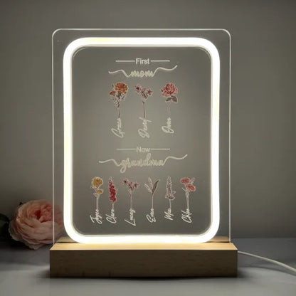 Özelleştirilebilir Anne Ve Büyük Anne Çocukları, Doğum Ayı Çiçeği, Gece Lambası