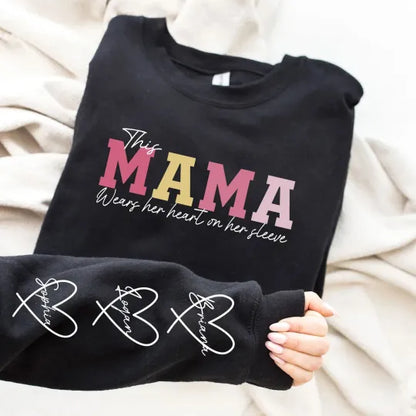 Kolunda Çocuk İsimleri Yazılı Özelleştirilebilir Anne Sweatshirt